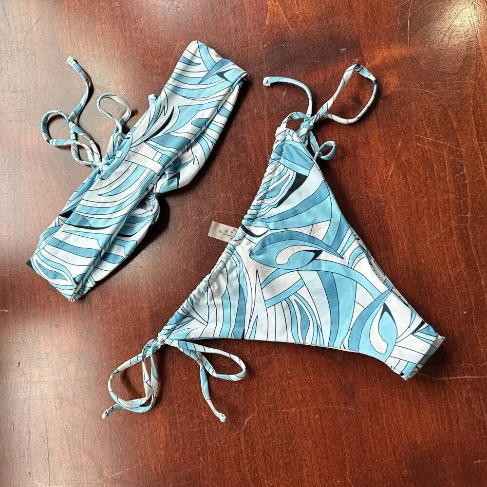 NWOT SHEIN bandeau High Rise Cheeky Side Tie Bikini Set Size Medium